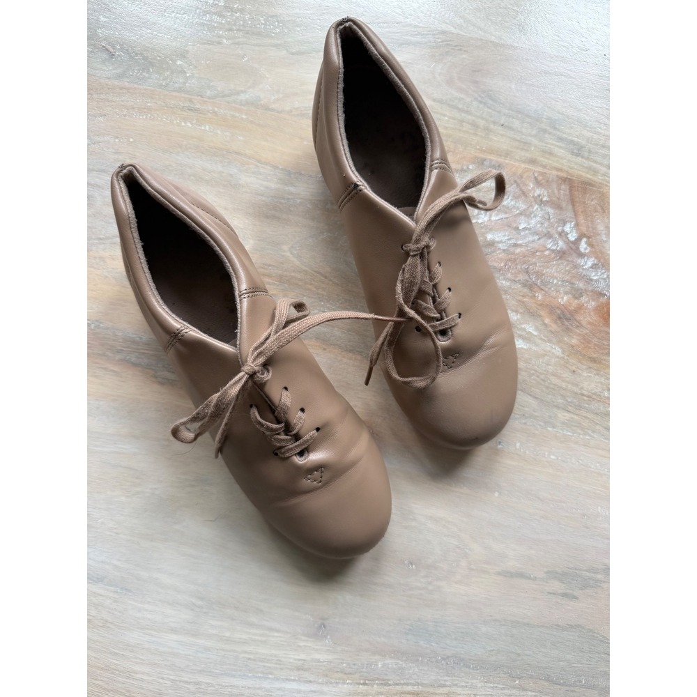 Capezio TeleTone Tap Shoes Women's 5.5 M Tan Leather‎ Lace Up Dance Performance